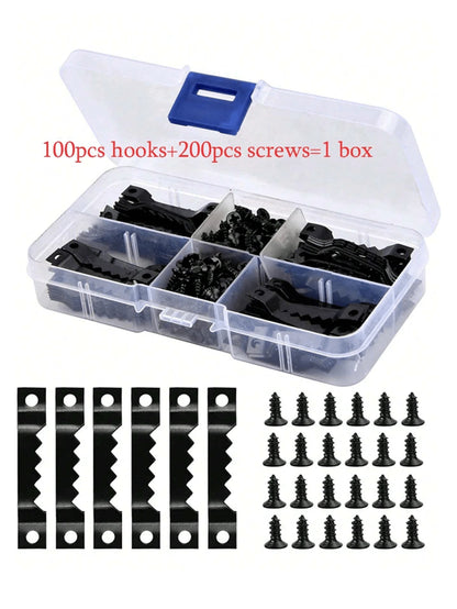 100pcs Boxed Picture Frame Hanging Pieces Hardware Accessories Three Colors With Flat Head Screw Hook Accessories