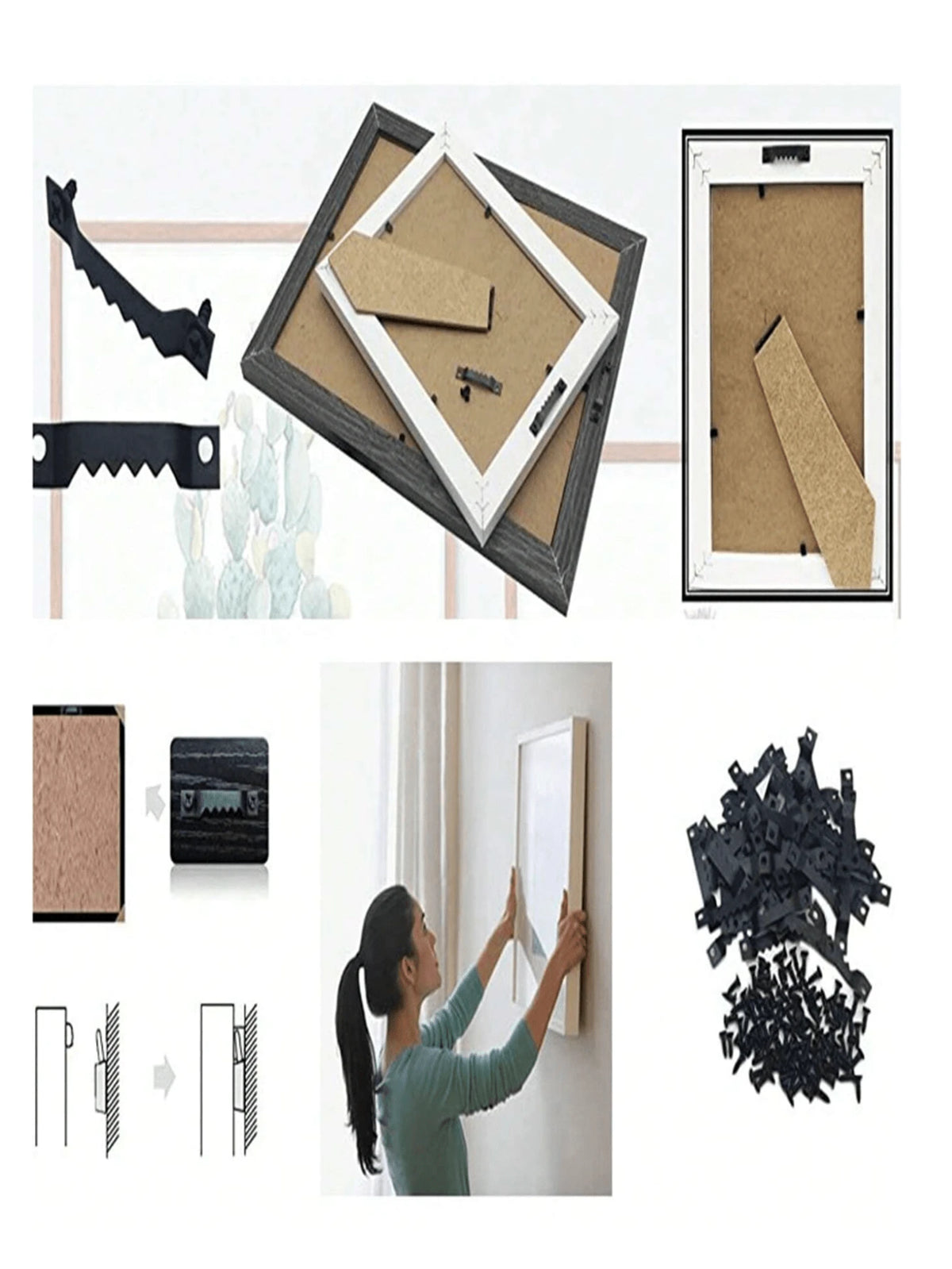 100pcs Boxed Picture Frame Hanging Pieces Hardware Accessories Three Colors With Flat Head Screw Hook Accessories