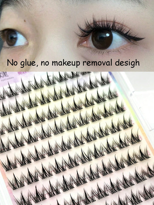 100pcs/Pack Graphic Dog Style Disposable Self-Adhesive False Eyelashes, Fluffy & Natural Look Lash Clusters, Eyelash Clusters, Individual Eyelashes, Lashes, Fake Lashes