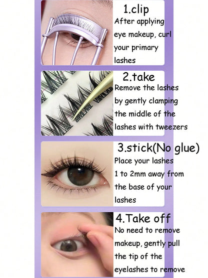 100pcs/Pack Graphic Dog Style Disposable Self-Adhesive False Eyelashes, Fluffy & Natural Look Lash Clusters, Eyelash Clusters, Individual Eyelashes, Lashes, Fake Lashes