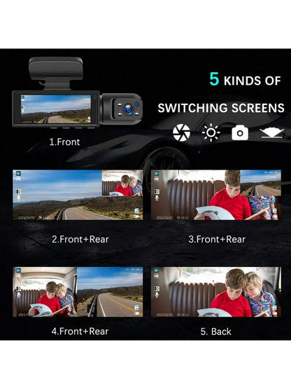 1080P dual camera,Dash Cam for cars,Front And Inside,car camera with IR Night Vision,Loop Recording,wide angle Car DVR Camera With 3.16 Inch IPS Screen,dual lens car Dashboard Video Cam,Free 32GB Memo