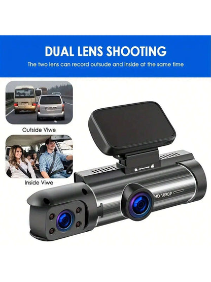1080P dual camera,Dash Cam for cars,Front And Inside,car camera with IR Night Vision,Loop Recording,wide angle Car DVR Camera With 3.16 Inch IPS Screen,dual lens car Dashboard Video Cam,Free 32GB Memo