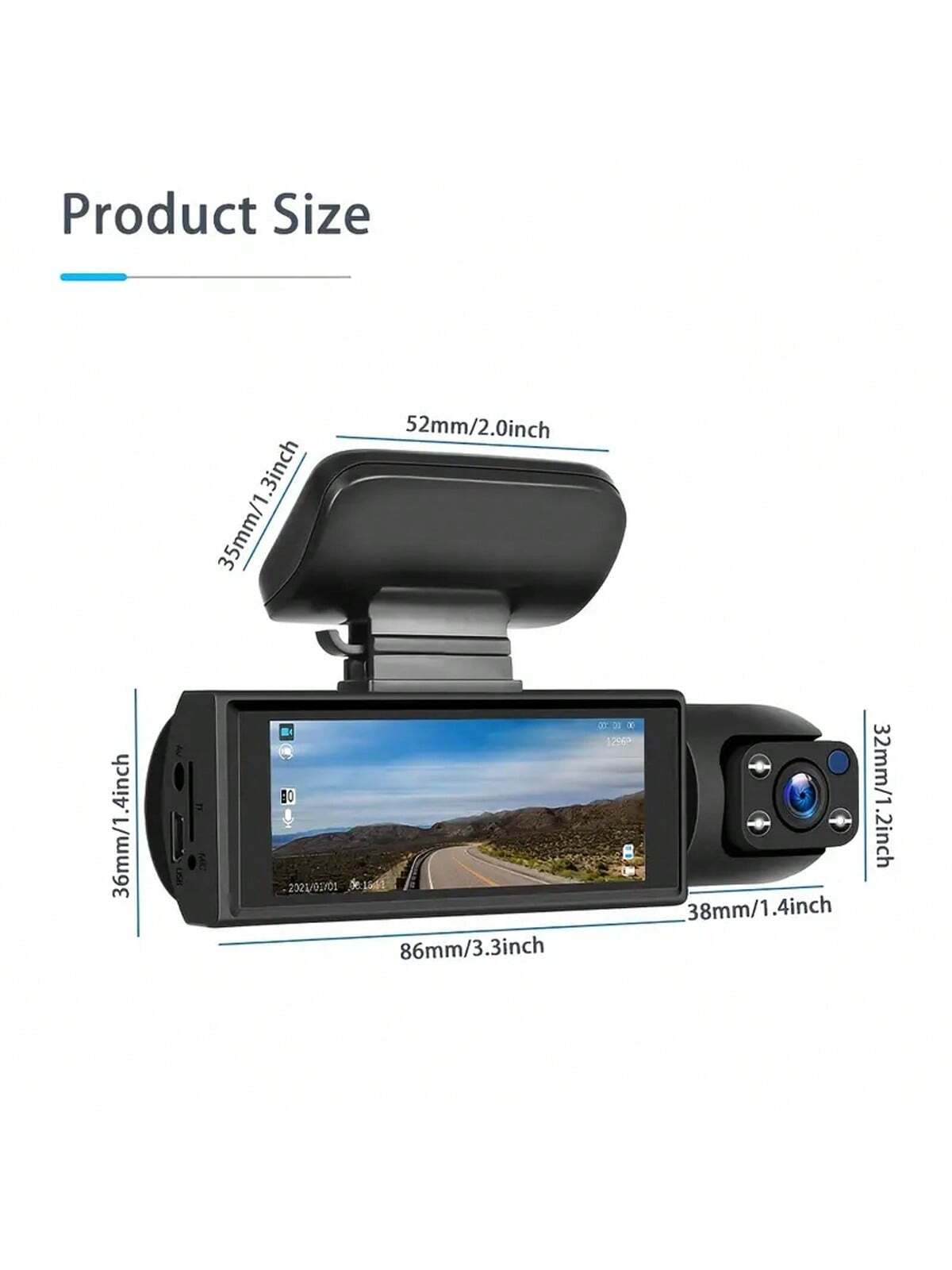 1080P dual camera,Dash Cam for cars,Front And Inside,car camera with IR Night Vision,Loop Recording,wide angle Car DVR Camera With 3.16 Inch IPS Screen,dual lens car Dashboard Video Cam,Free 32GB Memo