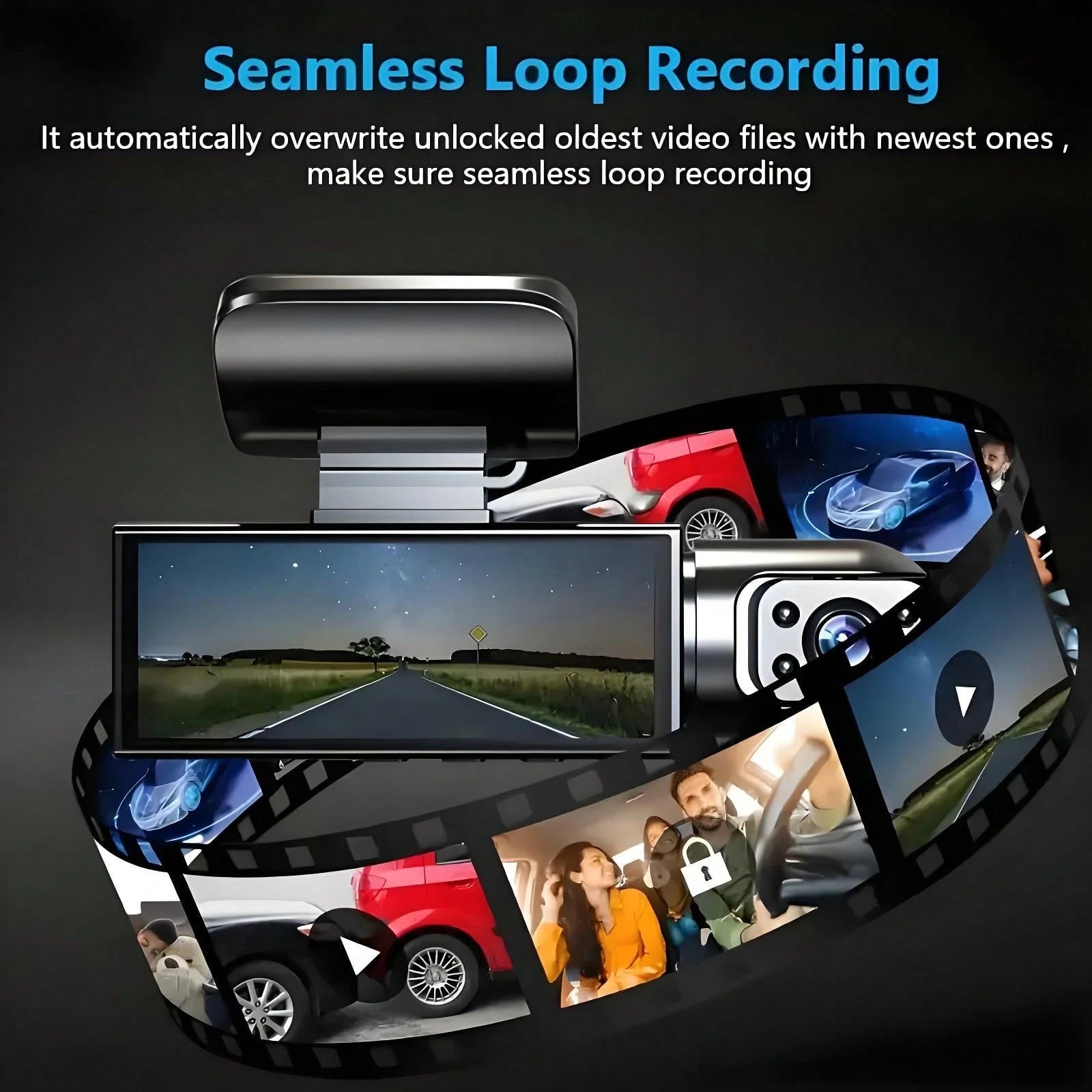 1080P Dual Lens Car Dash Cam, Front And Rear Dual Camera, Car Driving Video Recorder With Infrared Night Vision, Loop Recording, Wide Angle Dashboard Camera, 3.16" IPS Screen, With 32GB Card Optional