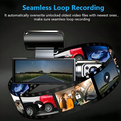 1080P Dual Lens Car Dash Cam, Front And Rear Dual Camera, Car Driving Video Recorder With Infrared Night Vision, Loop Recording, Wide Angle Dashboard Camera, 3.16" IPS Screen, With 32GB Card Optional