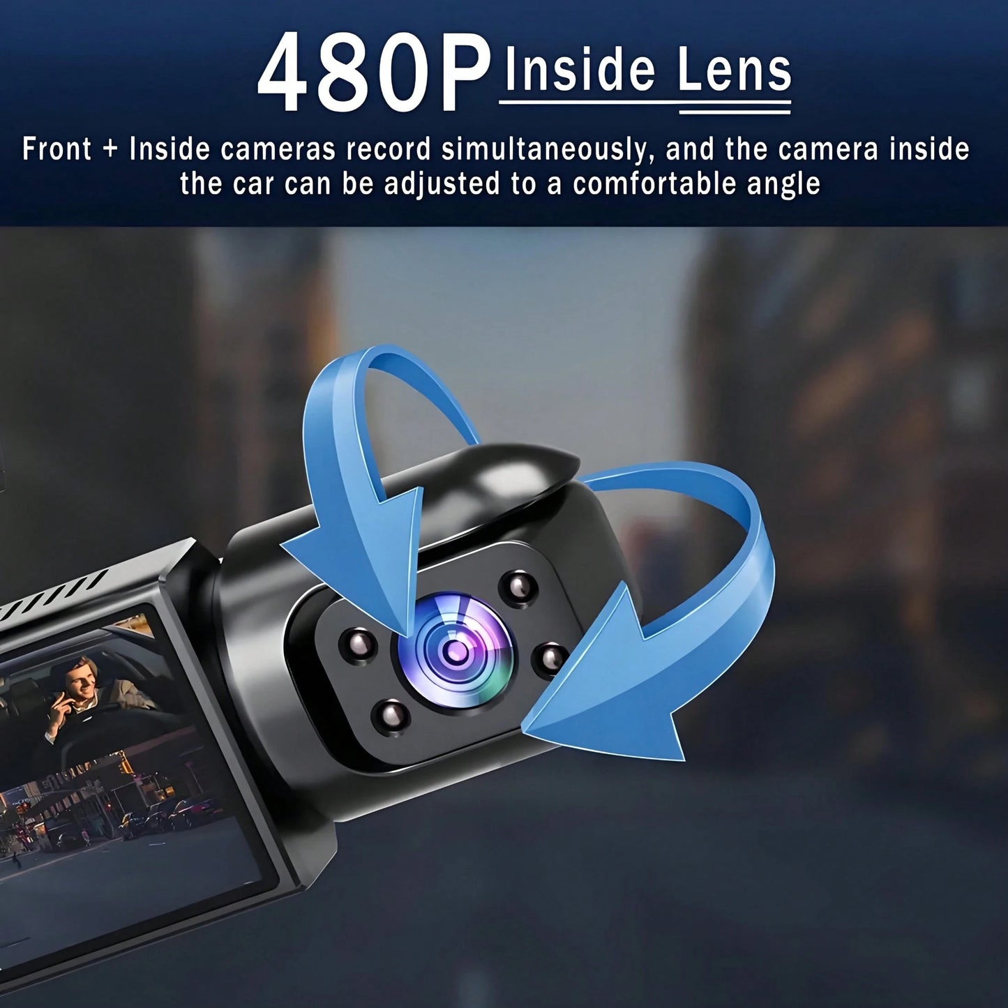 1080P Dual Lens Car Dash Cam, Front And Rear Dual Camera, Car Driving Video Recorder With Infrared Night Vision, Loop Recording, Wide Angle Dashboard Camera, 3.16" IPS Screen, With 32GB Card Optional