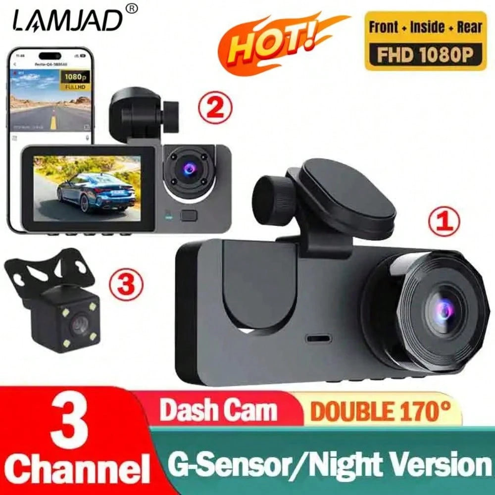 1080P Full UHD Dash Camera For Cars- On-Dash Cameras, Night Vision, 24 Hours Parking Mode, WDR, G-Sensor, Motion Detection, Parental Control, And Built-In Display