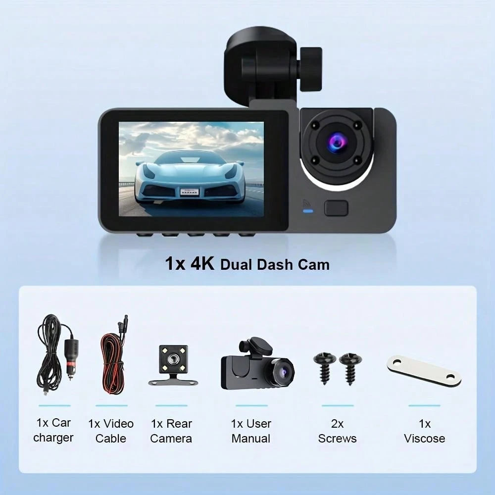 1080P Full UHD Dash Camera For Cars- On-Dash Cameras, Night Vision, 24 Hours Parking Mode, WDR, G-Sensor, Motion Detection, Parental Control, And Built-In Display