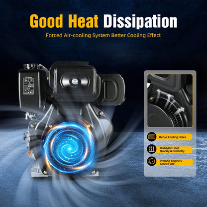 10HP Diesel Engine 418cc 6.3KW Horizontal Shaft 4-Stroke Motor 3600 RPM With 1.45 Gal Tank For Agricultural Machinery