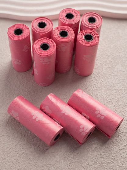 10pcs/12pcs Pink Series Pet Waste Bags, Printed Dog Poop Bag, Pooper Scooper Bag, Outdoor Walking Cleanup Bags