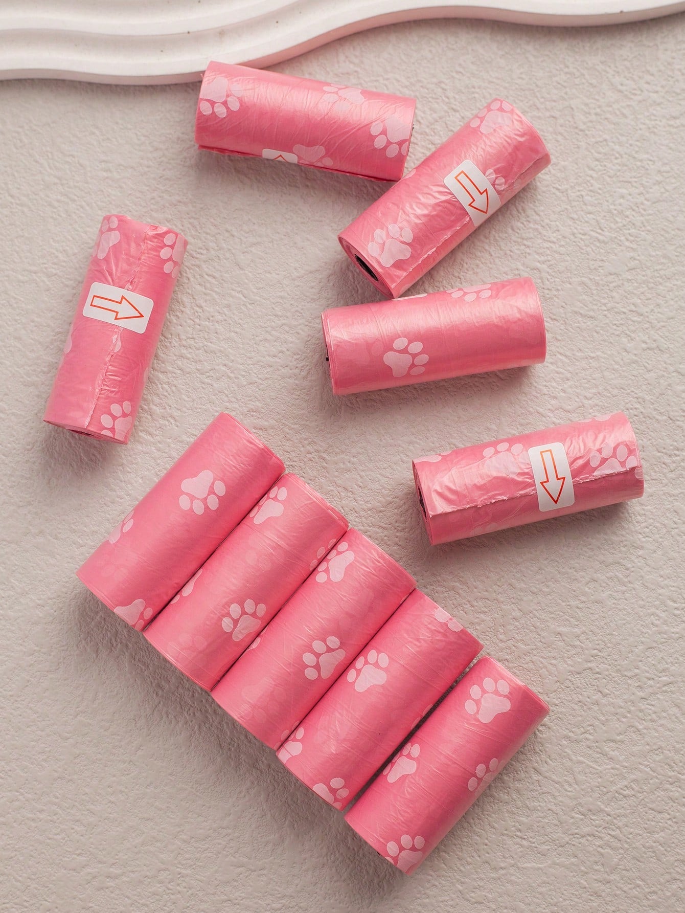 10pcs/12pcs Pink Series Pet Waste Bags, Printed Dog Poop Bag, Pooper Scooper Bag, Outdoor Walking Cleanup Bags