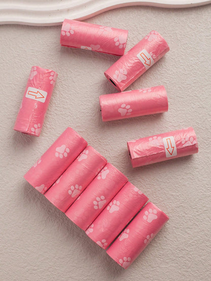 10pcs/12pcs Pink Series Pet Waste Bags, Printed Dog Poop Bag, Pooper Scooper Bag, Outdoor Walking Cleanup Bags