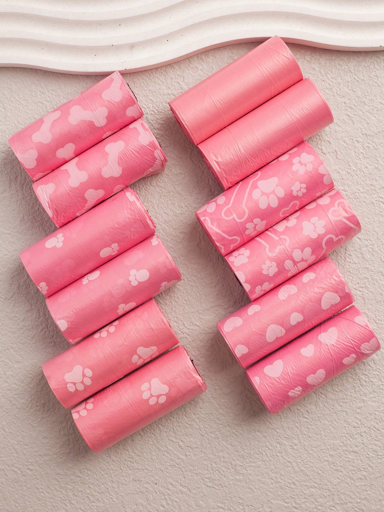 10pcs/12pcs Pink Series Pet Waste Bags, Printed Dog Poop Bag, Pooper Scooper Bag, Outdoor Walking Cleanup Bags