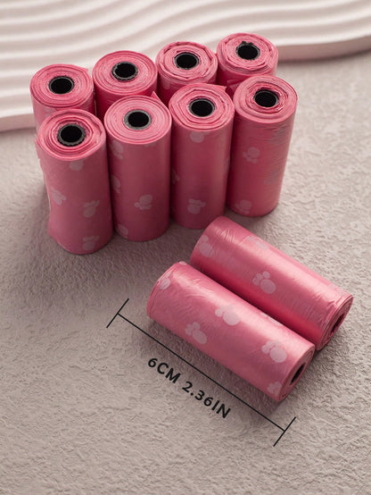 10pcs/12pcs Pink Series Pet Waste Bags, Printed Dog Poop Bag, Pooper Scooper Bag, Outdoor Walking Cleanup Bags
