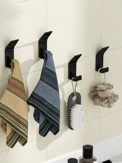 10pcs/5pcs Multifunctional Hooks- No Drilling Required, Bathroom Plastic Towel Hooks, Wardrobe Hangers, Bedroom Bathrobe Hooks, Kitchen Hooks, Household Item, Casual Style, Suitable For Bedroom, Bath