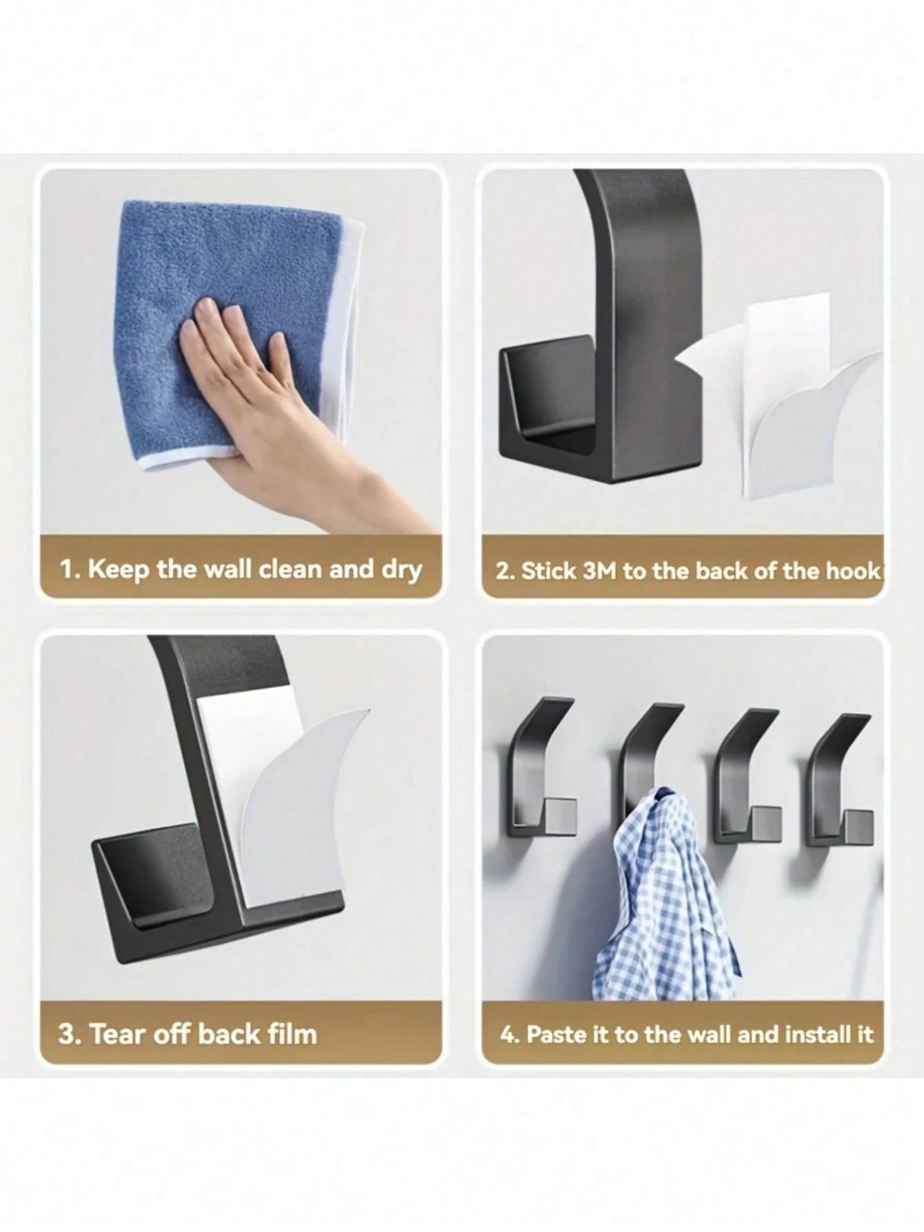 10pcs/5pcs Multifunctional Hooks- No Drilling Required, Bathroom Plastic Towel Hooks, Wardrobe Hangers, Bedroom Bathrobe Hooks, Kitchen Hooks, Household Item, Casual Style, Suitable For Bedroom, Bath