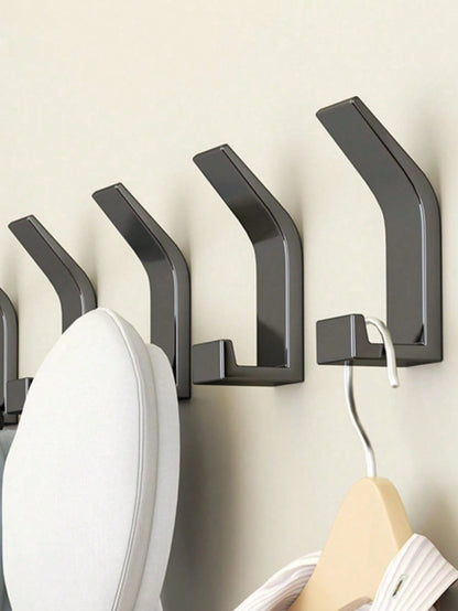 10pcs/5pcs Multifunctional Hooks- No Drilling Required, Bathroom Plastic Towel Hooks, Wardrobe Hangers, Bedroom Bathrobe Hooks, Kitchen Hooks, Household Item, Casual Style, Suitable For Bedroom, Bath