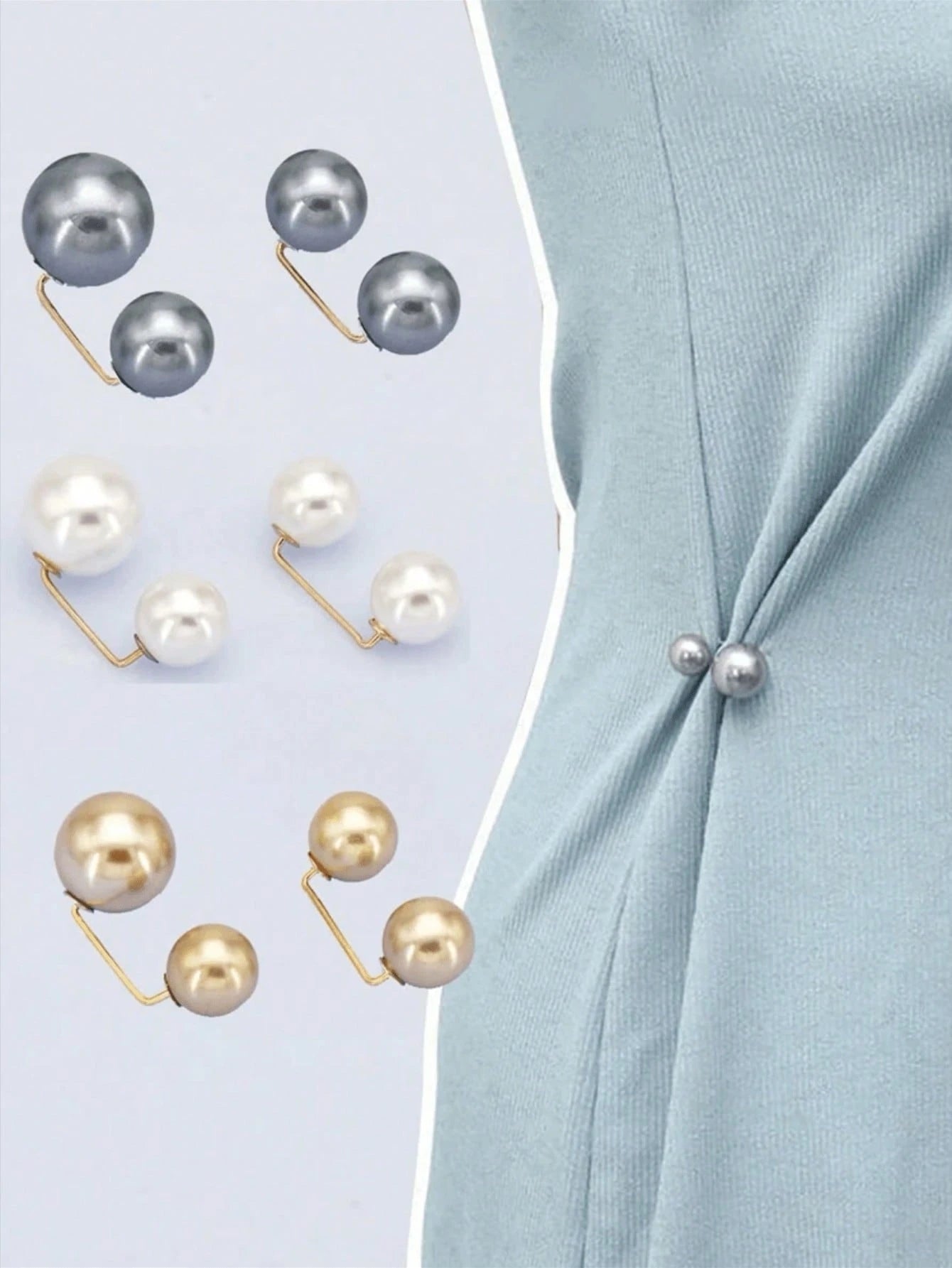 10pcs Faux Pearl Waist Buckles, Jeans Waist Adjustment Clips, Shirt Collar Clips, Anti-Exposure Buckles, Pearl Brooches, Minimalist Lapel Pins And Shoulder Straps, Skirt Waist Adjustment Clips, Cuff A