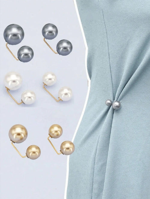 10pcs Faux Pearl Waist Buckles, Jeans Waist Adjustment Clips, Shirt Collar Clips, Anti-Exposure Buckles, Pearl Brooches, Minimalist Lapel Pins And Shoulder Straps, Skirt Waist Adjustment Clips, Cuff A