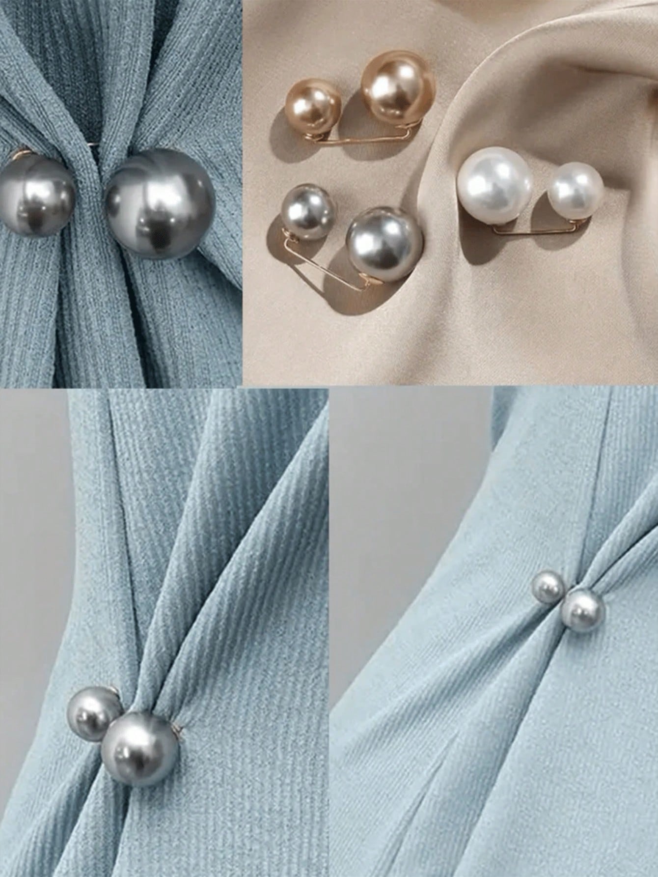 10pcs Faux Pearl Waist Buckles, Jeans Waist Adjustment Clips, Shirt Collar Clips, Anti-Exposure Buckles, Pearl Brooches, Minimalist Lapel Pins And Shoulder Straps, Skirt Waist Adjustment Clips, Cuff A