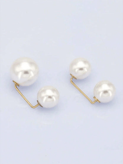 10pcs Faux Pearl Waist Buckles, Jeans Waist Adjustment Clips, Shirt Collar Clips, Anti-Exposure Buckles, Pearl Brooches, Minimalist Lapel Pins And Shoulder Straps, Skirt Waist Adjustment Clips, Cuff A