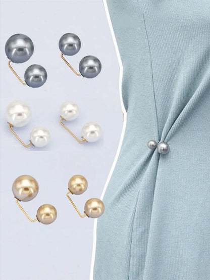 10pcs Faux Pearl Waist Buckles, Jeans Waist Adjustment Clips, Shirt Collar Clips, Anti-Exposure Buckles, Pearl Brooches, Minimalist Lapel Pins And Shoulder Straps, Skirt Waist Adjustment Clips, Cuff A