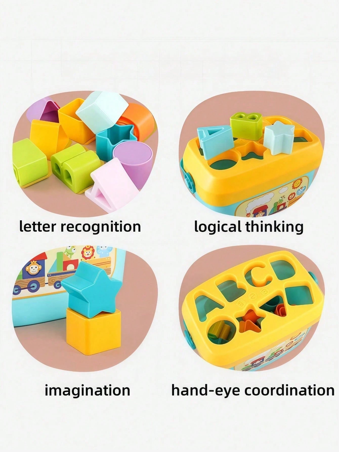 10pcs/Set Assorted Shape Learning Building Blocks Toys, Suitable For Babies Over 18 Months, Including Letter & Shape Blocks, Sorting Games, Montessori Toys, Travel Toys, Bath Toys, Stacking Toys, Sens