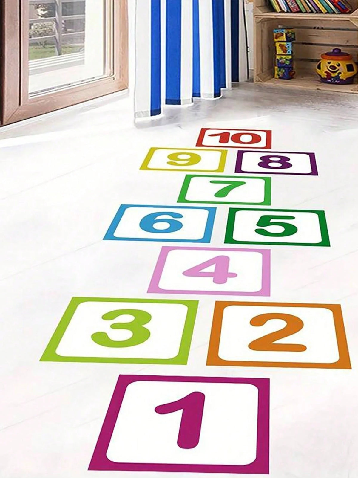 10pcs/Set Bright Plaid Digital Floor Decals- Waterproof, Self-Adhesive, Removable, Easy To Clean- Suitable For Inflatable Castles And Home Decor