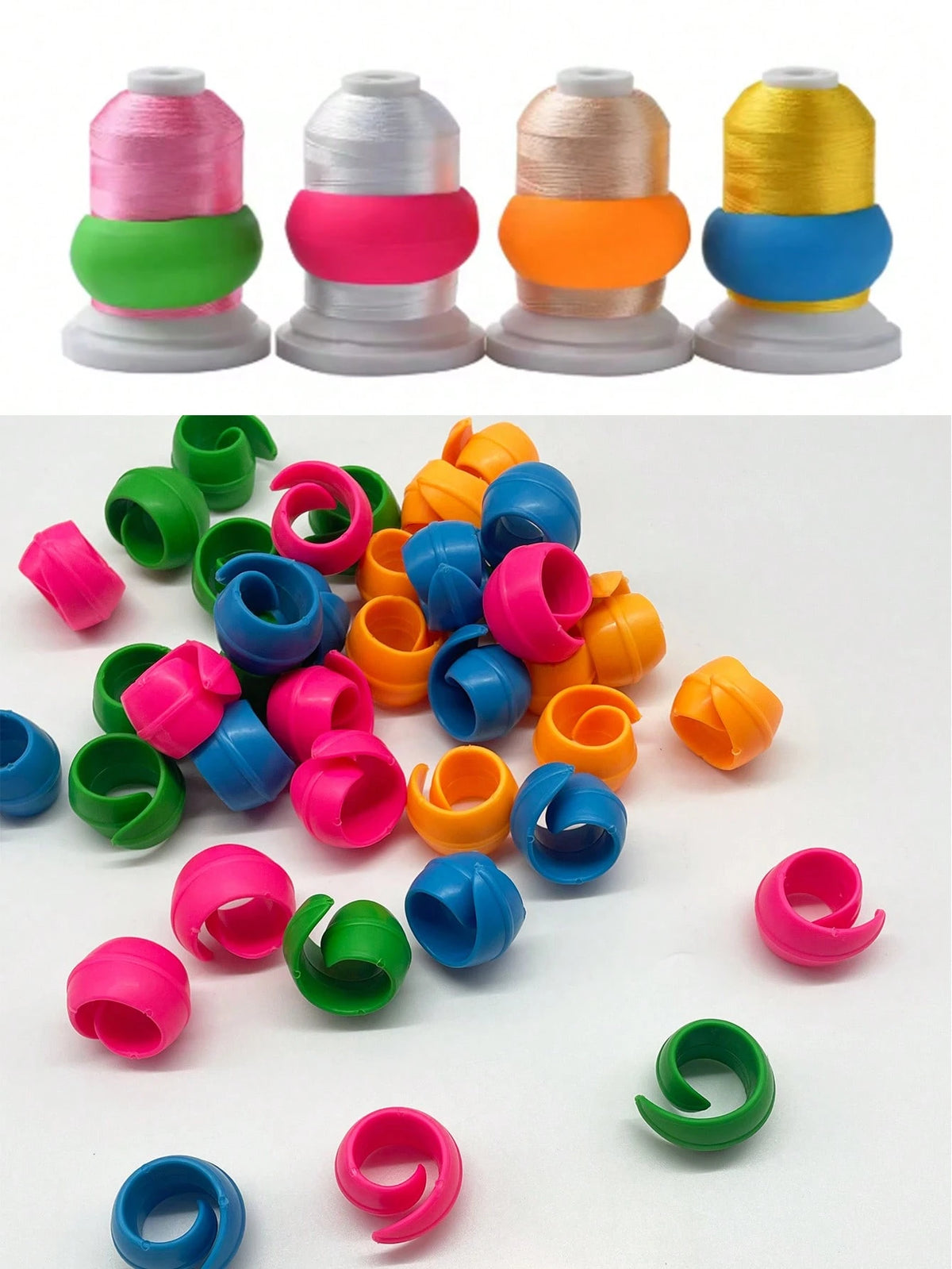 10pcs Silicone Thread Spool Huggers, Reusable Thread End Fixation Spool Caps, Colorful Spool Protectors, Available In Blue, Rose Red, Green, Orange, Suitable For Sewing Machines, Embroidery Machines A