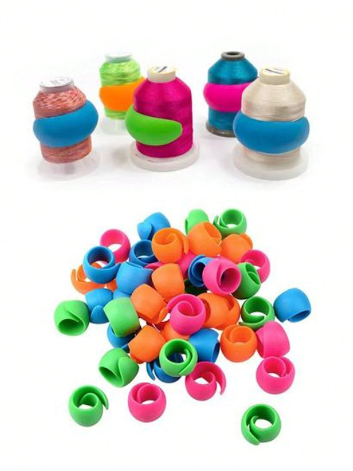 10pcs Silicone Thread Spool Huggers, Reusable Thread End Fixation Spool Caps, Colorful Spool Protectors, Available In Blue, Rose Red, Green, Orange, Suitable For Sewing Machines, Embroidery Machines A