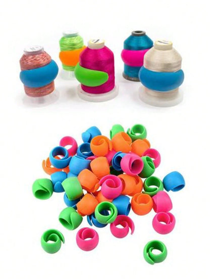 10pcs Silicone Thread Spool Huggers, Reusable Thread End Fixation Spool Caps, Colorful Spool Protectors, Available In Blue, Rose Red, Green, Orange, Suitable For Sewing Machines, Embroidery Machines A