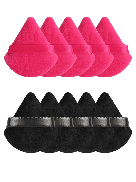 10pcs Triangle Shaped Velvet Loose Powder Puff Designed For Contouring, Eye & Corner Areas, Makeup Sponge Foundation Mixing Container, Suitable For All Skin Types.,Makeup,Cheap,Room Decor,Vanity,Trave