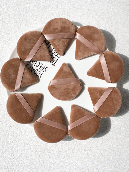 10pcs Triangle Velvet Pink Makeup Sponges For Foundation, Suitable For All Skin Types, Beginners, Ideal For Wet And Dry Powder Application, Lightweight And Washable,Makeup,Cheap,Room Decor,Vanity,Trav