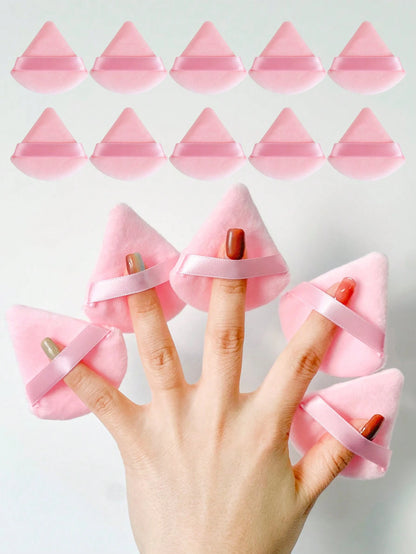 10pcs Triangle Velvet Pink Makeup Sponges For Foundation, Suitable For All Skin Types, Beginners, Ideal For Wet And Dry Powder Application, Lightweight And Washable,Makeup,Cheap,Room Decor,Vanity,Trav