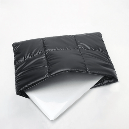 11-16 Inch Puffy Laptop Sleeve, Quilted Metallic Black/Silver Protective Case For 11",13-14", 15-16" Chromebook PC Notebook, Laptop Cover Bag