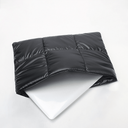 11-16 Inch Puffy Laptop Sleeve, Quilted Metallic Black/Silver Protective Case For 11",13-14", 15-16" Chromebook PC Notebook, Laptop Cover Bag