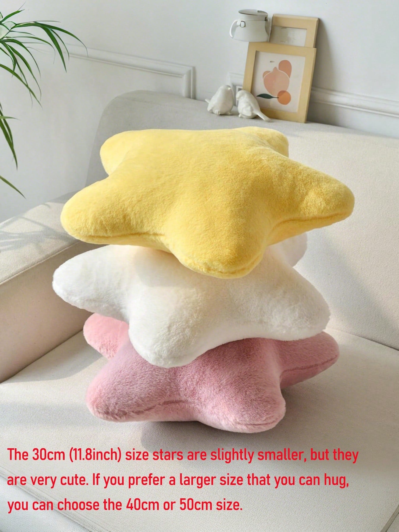 11.81"/15.74" Cute Star Shaped Throw Pillow, Soft Faux Fur Material, Christmas Home Decor For Sofa, Bedroom, Living Room, Great Christmas Gift For Family And Friends