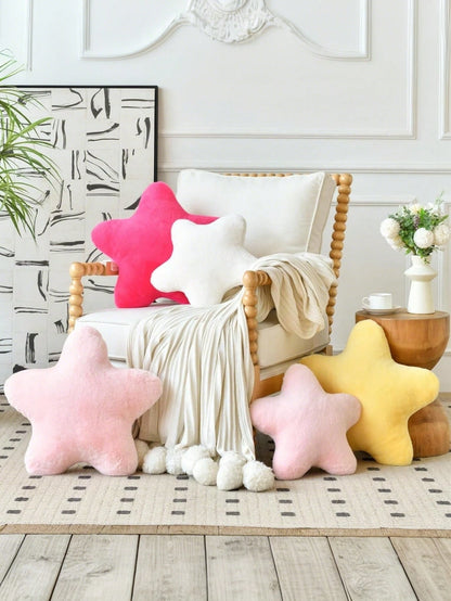 11.81"/15.74" Cute Star Shaped Throw Pillow, Soft Faux Fur Material, Christmas Home Decor For Sofa, Bedroom, Living Room, Great Christmas Gift For Family And Friends