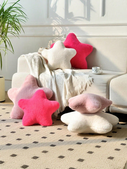 11.81"/15.74" Cute Star Shaped Throw Pillow, Soft Faux Fur Material, Christmas Home Decor For Sofa, Bedroom, Living Room, Great Christmas Gift For Family And Friends