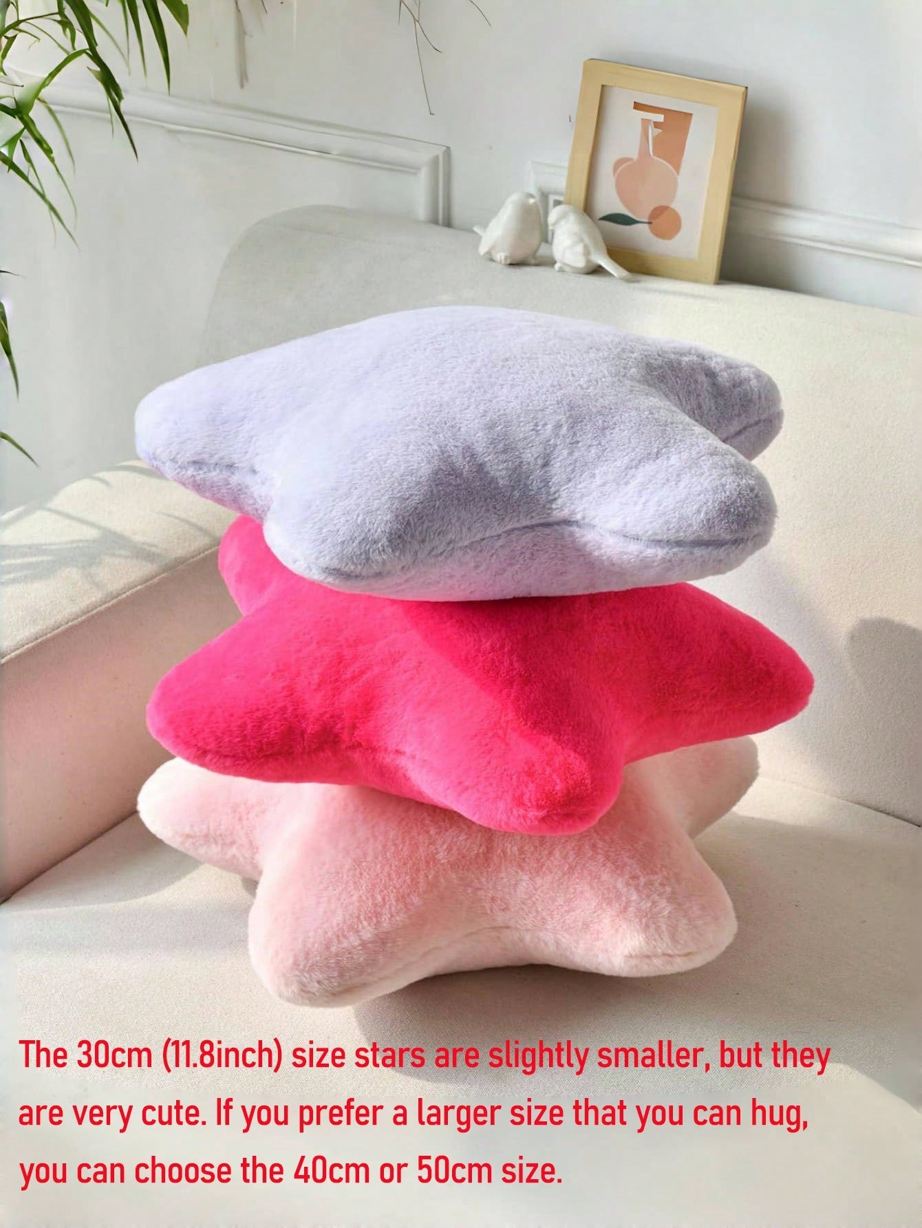 11.81"/15.74" Cute Star Shaped Throw Pillow, Soft Faux Fur Material, Christmas Home Decor For Sofa, Bedroom, Living Room, Great Christmas Gift For Family And Friends