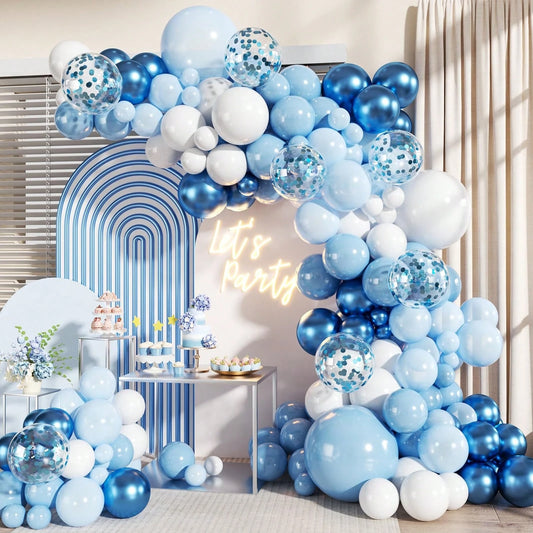 115pcs Blue Balloon Arch Set, Suitable For Wedding, Bride, Gift, Baby Shower, Birthday Party Decoration, Foil Sequin Balloons