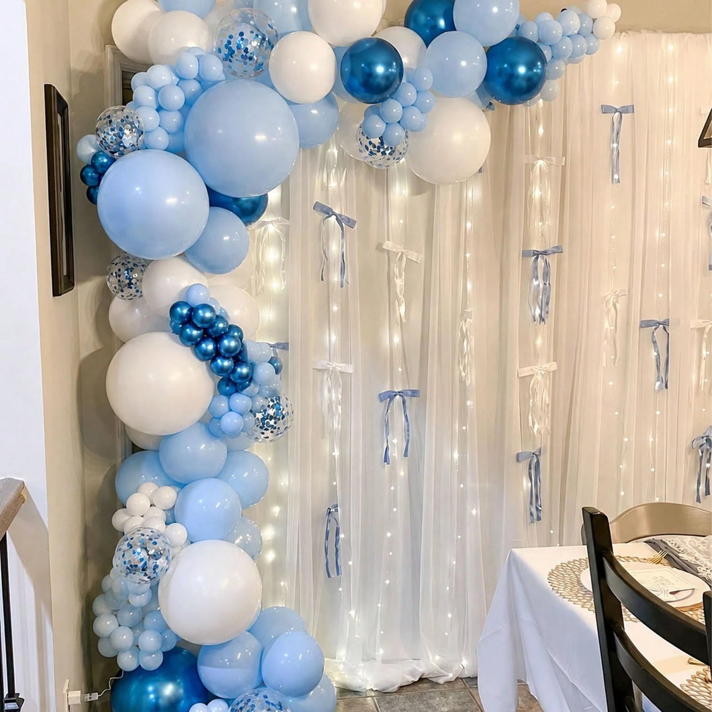 115pcs Blue Balloon Arch Set, Suitable For Wedding, Bride, Gift, Baby Shower, Birthday Party Decoration, Foil Sequin Balloons