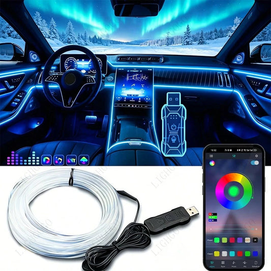 118 Inches/3 Meters- USB-Powered DIY Mood Light Strip, Multi-Color Christmas Mood Light Strip For Car Interiors, Car Decoration Mood Light Strip, App-Controlled Music Sync, 5V, No Battery