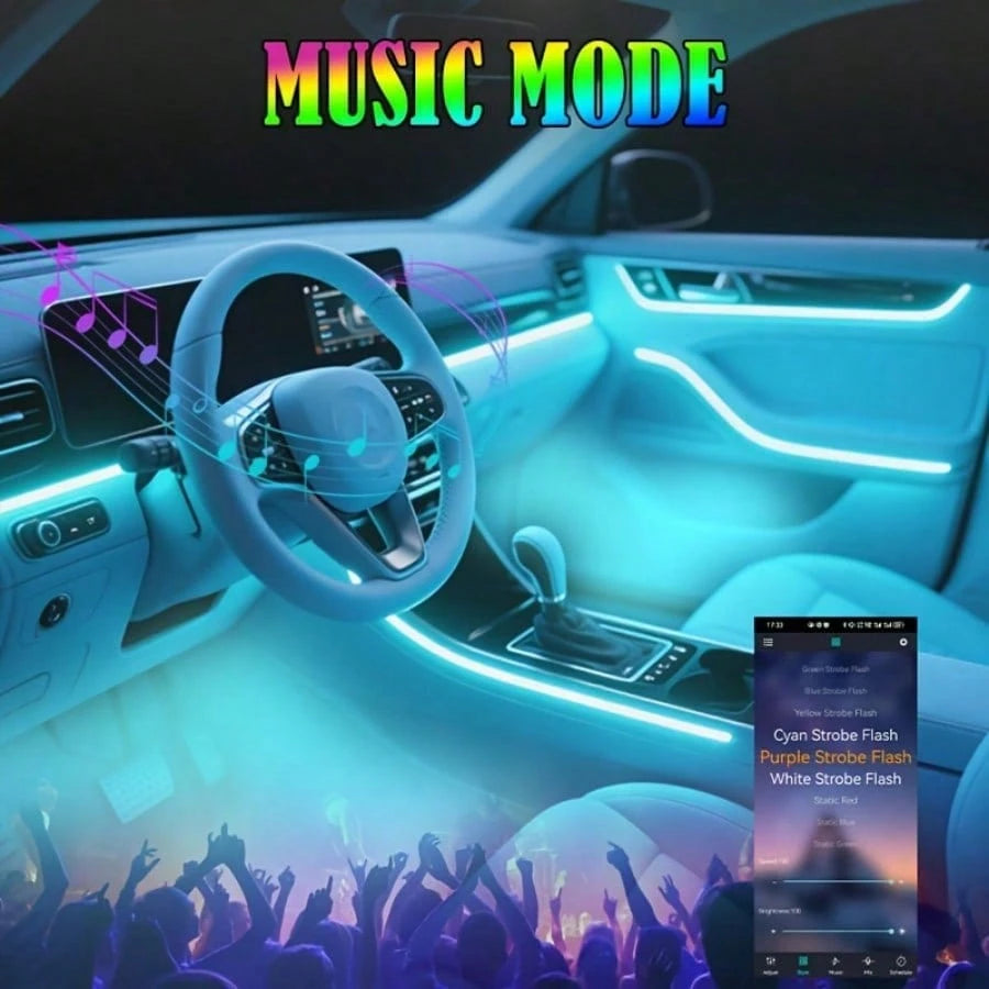118 Inches/3 Meters- USB-Powered DIY Mood Light Strip, Multi-Color Christmas Mood Light Strip For Car Interiors, Car Decoration Mood Light Strip, App-Controlled Music Sync, 5V, No Battery