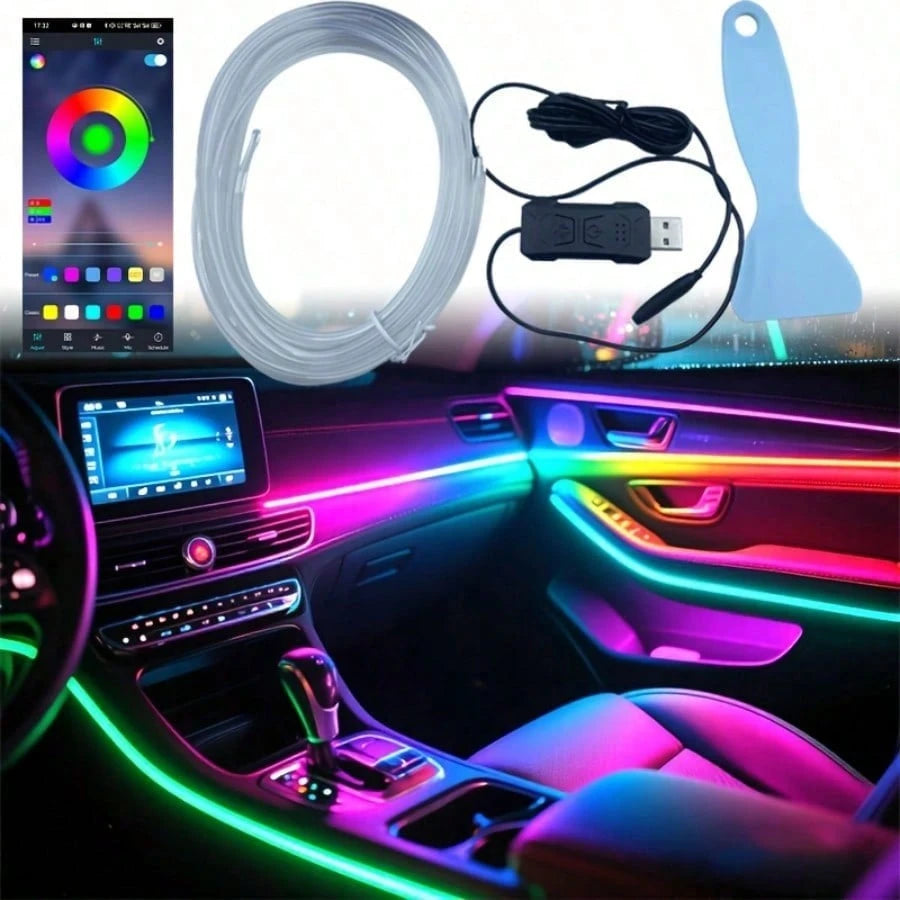 118 Inches/3 Meters- USB-Powered DIY Mood Light Strip, Multi-Color Christmas Mood Light Strip For Car Interiors, Car Decoration Mood Light Strip, App-Controlled Music Sync, 5V, No Battery