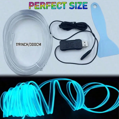 118 Inches/3 Meters- USB-Powered DIY Mood Light Strip, Multi-Color Christmas Mood Light Strip For Car Interiors, Car Decoration Mood Light Strip, App-Controlled Music Sync, 5V, No Battery