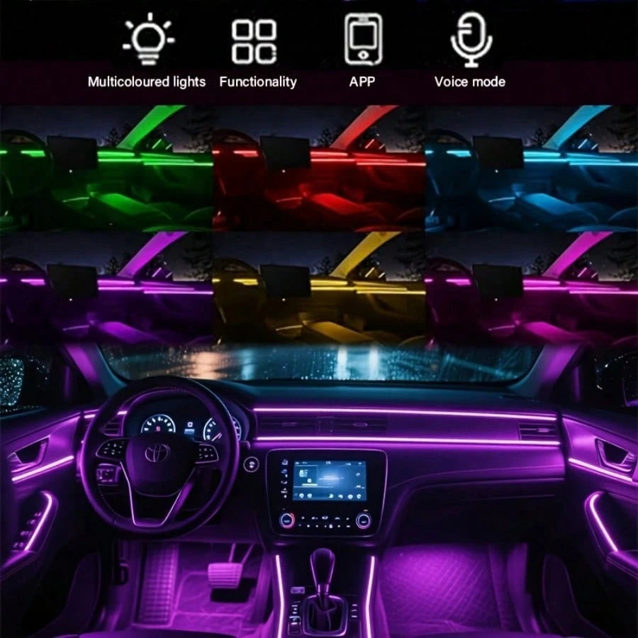 118 Inches/3 Meters- USB-Powered DIY Mood Light Strip, Multi-Color Christmas Mood Light Strip For Car Interiors, Car Decoration Mood Light Strip, App-Controlled Music Sync, 5V, No Battery