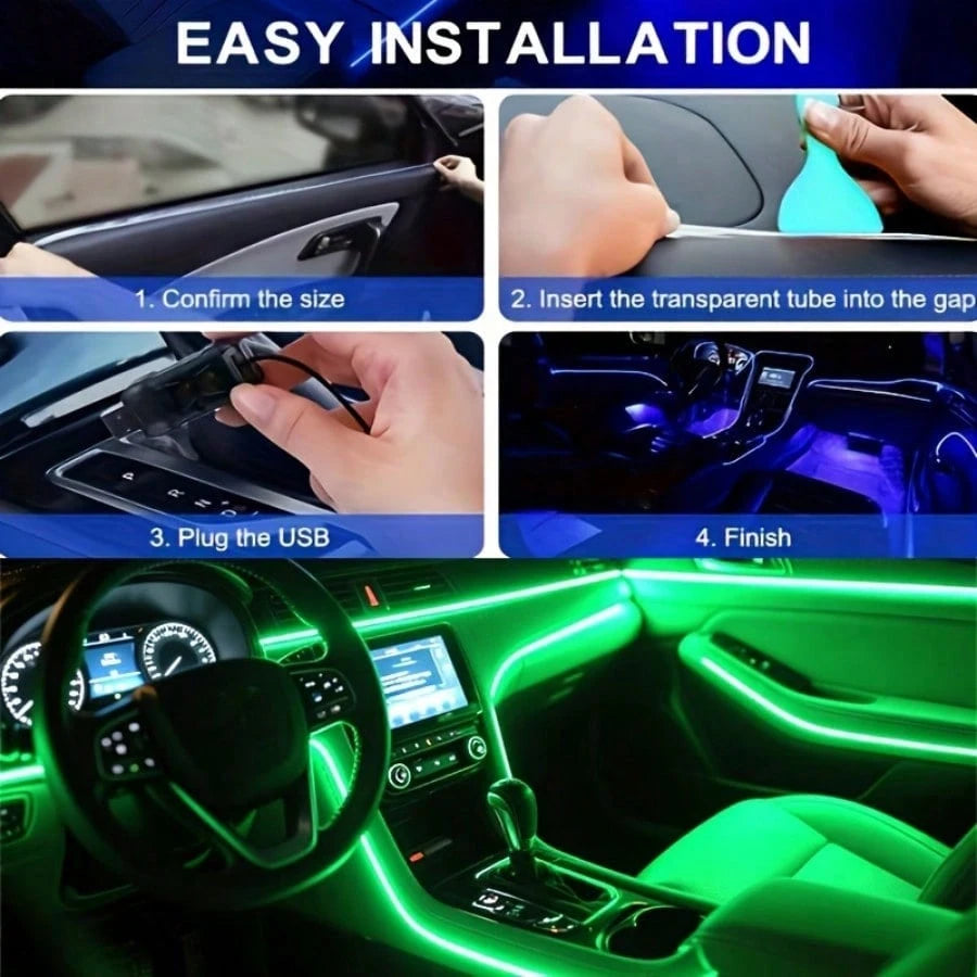 118 Inches/3 Meters- USB-Powered DIY Mood Light Strip, Multi-Color Christmas Mood Light Strip For Car Interiors, Car Decoration Mood Light Strip, App-Controlled Music Sync, 5V, No Battery