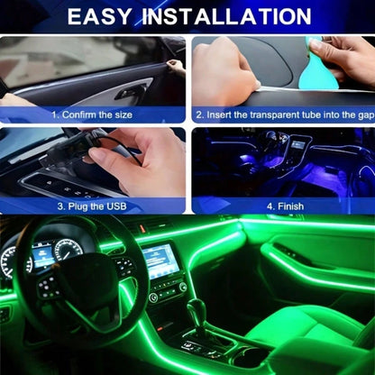 118 Inches/3 Meters- USB-Powered DIY Mood Light Strip, Multi-Color Christmas Mood Light Strip For Car Interiors, Car Decoration Mood Light Strip, App-Controlled Music Sync, 5V, No Battery