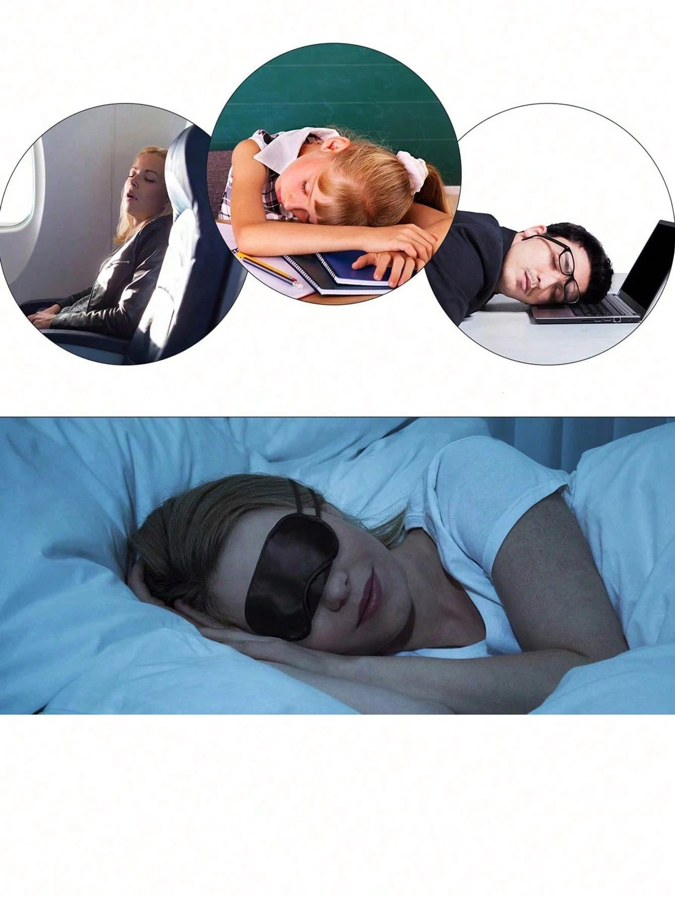 12/6/2/1 Pack Blindfold Eye Mask Cover Sleep Mask For Team Games Travel Sleep Party Supply With Adjustable Strap For Women Men Kids, Black,School,Back To School,Travel,Travel Essentials,Home Essential